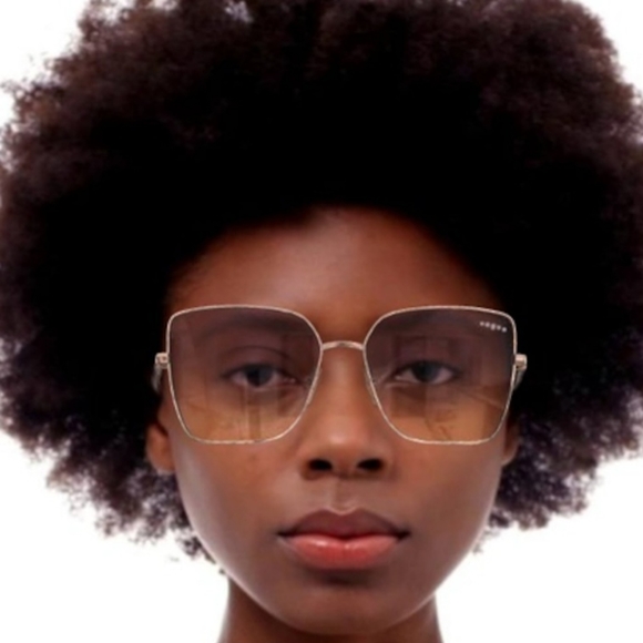 VOGUE Eyewear Cat Eye Yellow Gradient Violet Lenses Rose Gold Frame Sunglasses - Picture 11 of 16